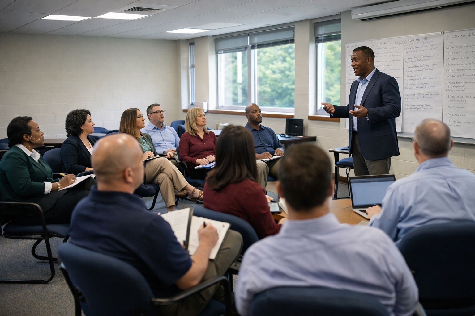 Brandon House facilitating a leadership development workshop with school leaders